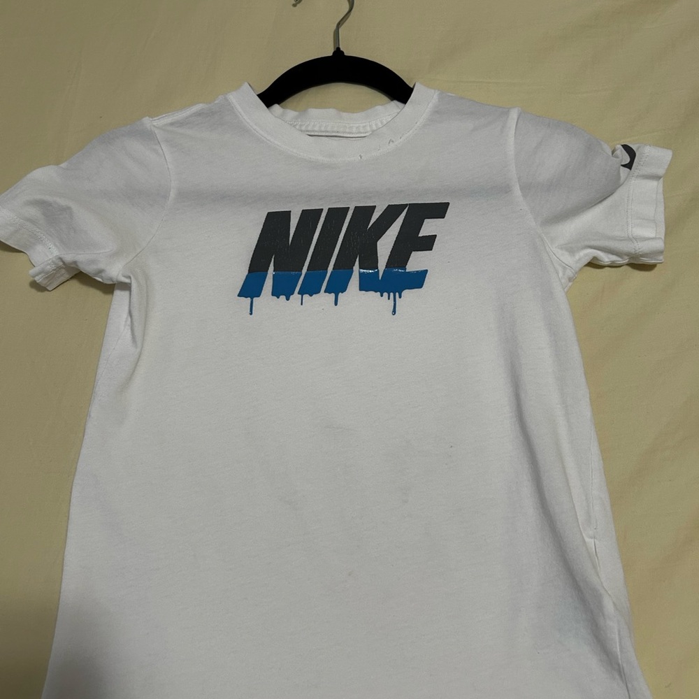Nike White and Blue Kids Shirt
